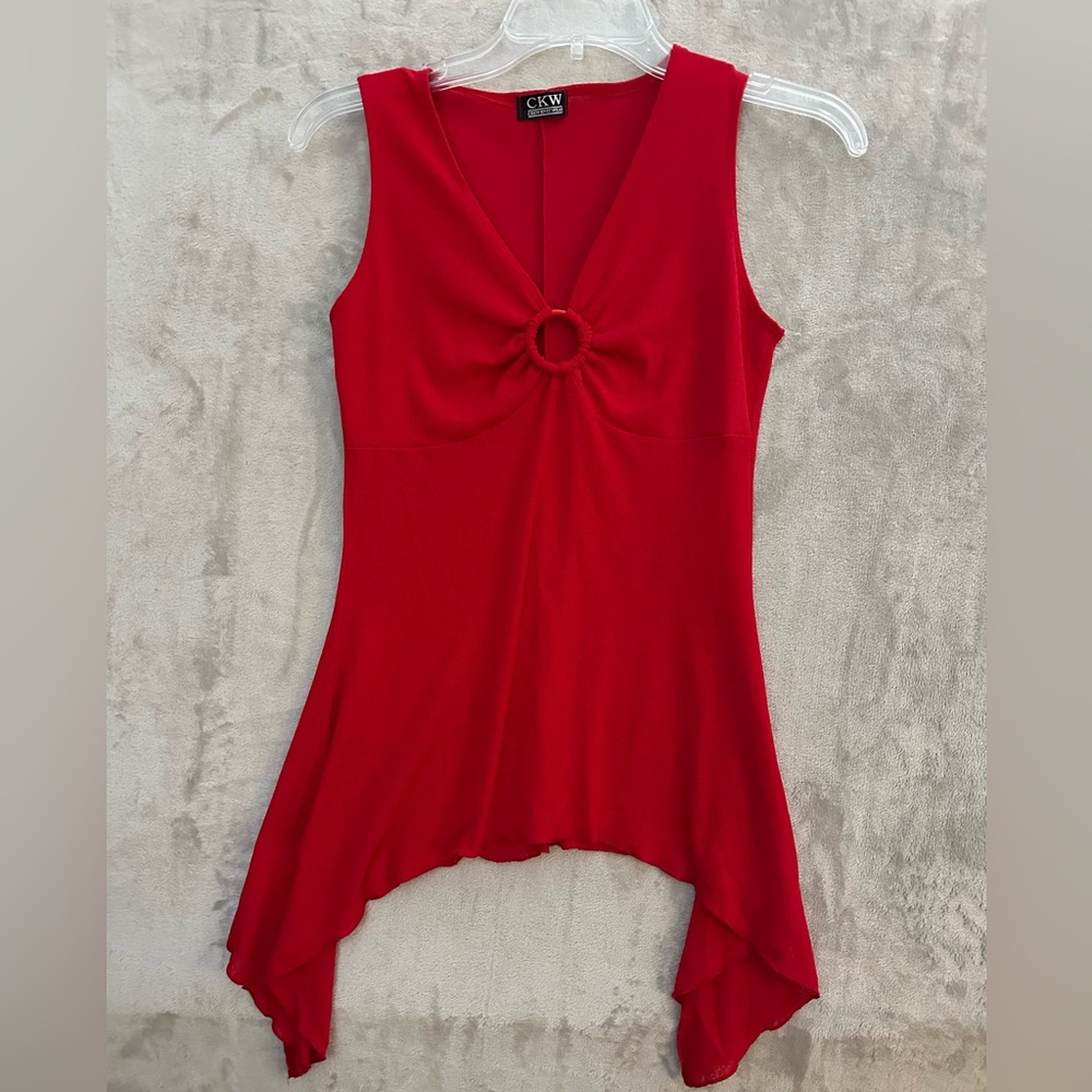 CKW Top Womens Medium‎ Red Sleeveless V-neck